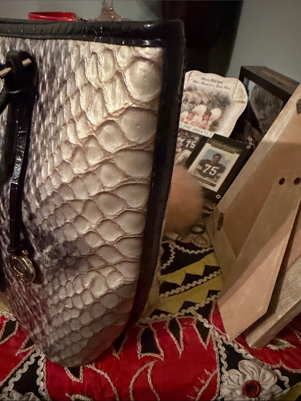 Brahmin Python-Print Tote Bag in Neutral/Black - Picture 8 of 16